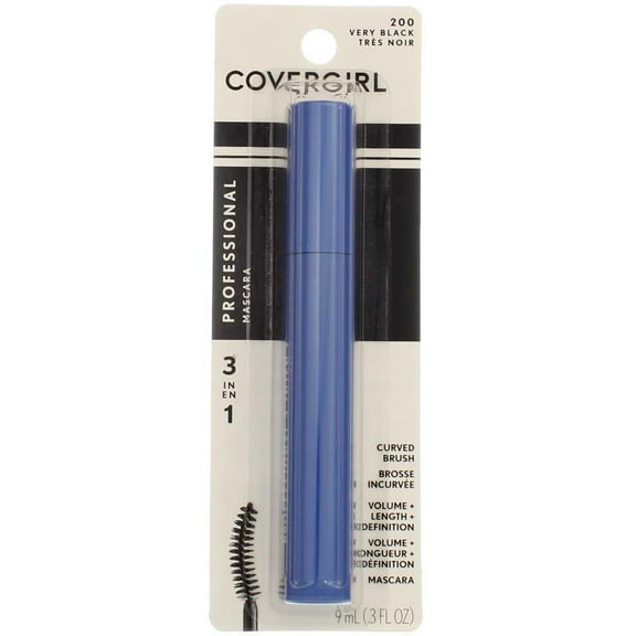 CoverGirl Professional 3-in-1 Mascara Curved Brush, Very Black [200] 0.30 oz (Pack of 3)