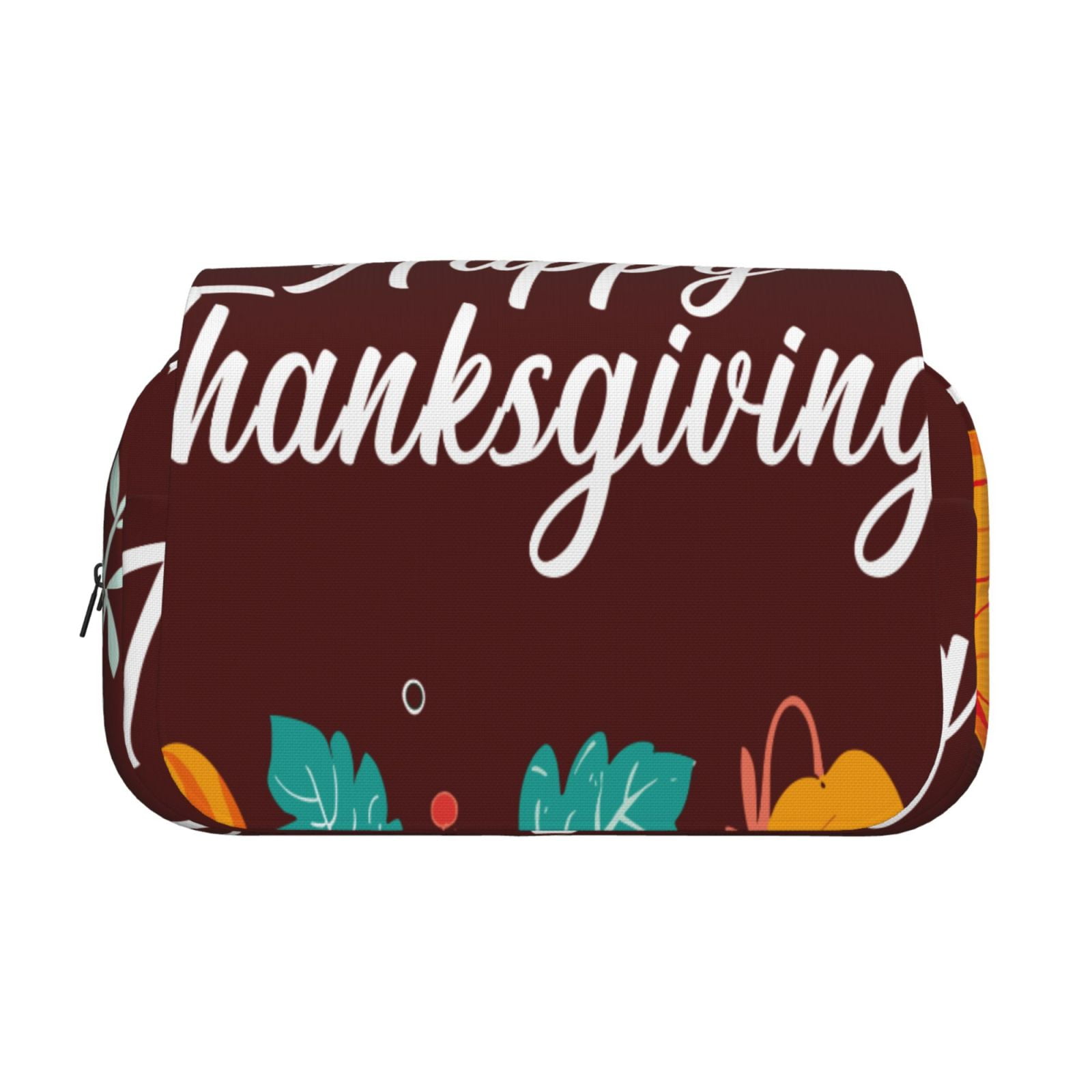 Rateoe Happy Thanksgiving Pattern Double Clamshell Pen Case, Storage Organizer with Two Zipper Compartments– Holds Up to 50 Pencils & Pens