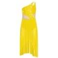 thumbnail image 4 of YUUMIN Kids Girls Latin Jazz Irregular Skirt Ballet Dance Performance Dancewear Gymnastics Leotard Dress Yellow 16, 4 of 6