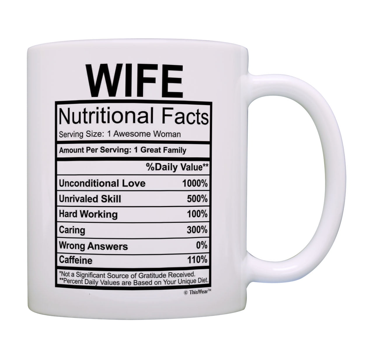 Wedding Anniversary Gifts Wife Nutrition Facts Serving Size 1 Coffee Mug Tea Cup 