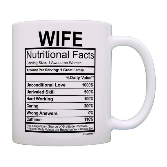 ThisWear Wedding Anniversary Mug Wife Nutrition Facts Serving Size 1 Amazing Woman Coffee Mug