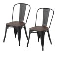 thumbnail image 1 of Homycasa Metal Elm Wood Stackable Black Dining Chair （Set of 2）, 1 of 8