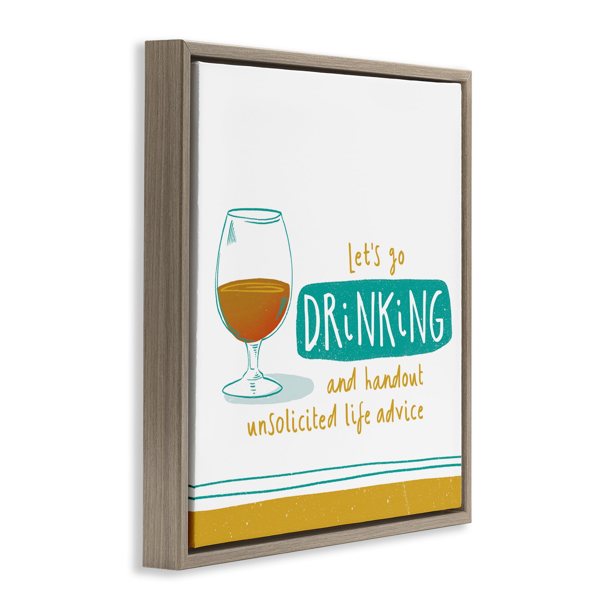 Stupell Industries Unsolicited Life Advice Food & Beverage Painting Brown Floater Framed Canvas Art Print Wall Art, 25 x 25