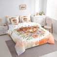 thumbnail image 4 of Homewish Farm Cow Animal Bedding Comforter Set 7 Pieces, Orange Art Watercolor Full Bedding Set, Kawaii Rustic Flower Reversible Fitted Sheet Flat Sheet, Ultra Soft Bedroom Decor, 4 of 8
