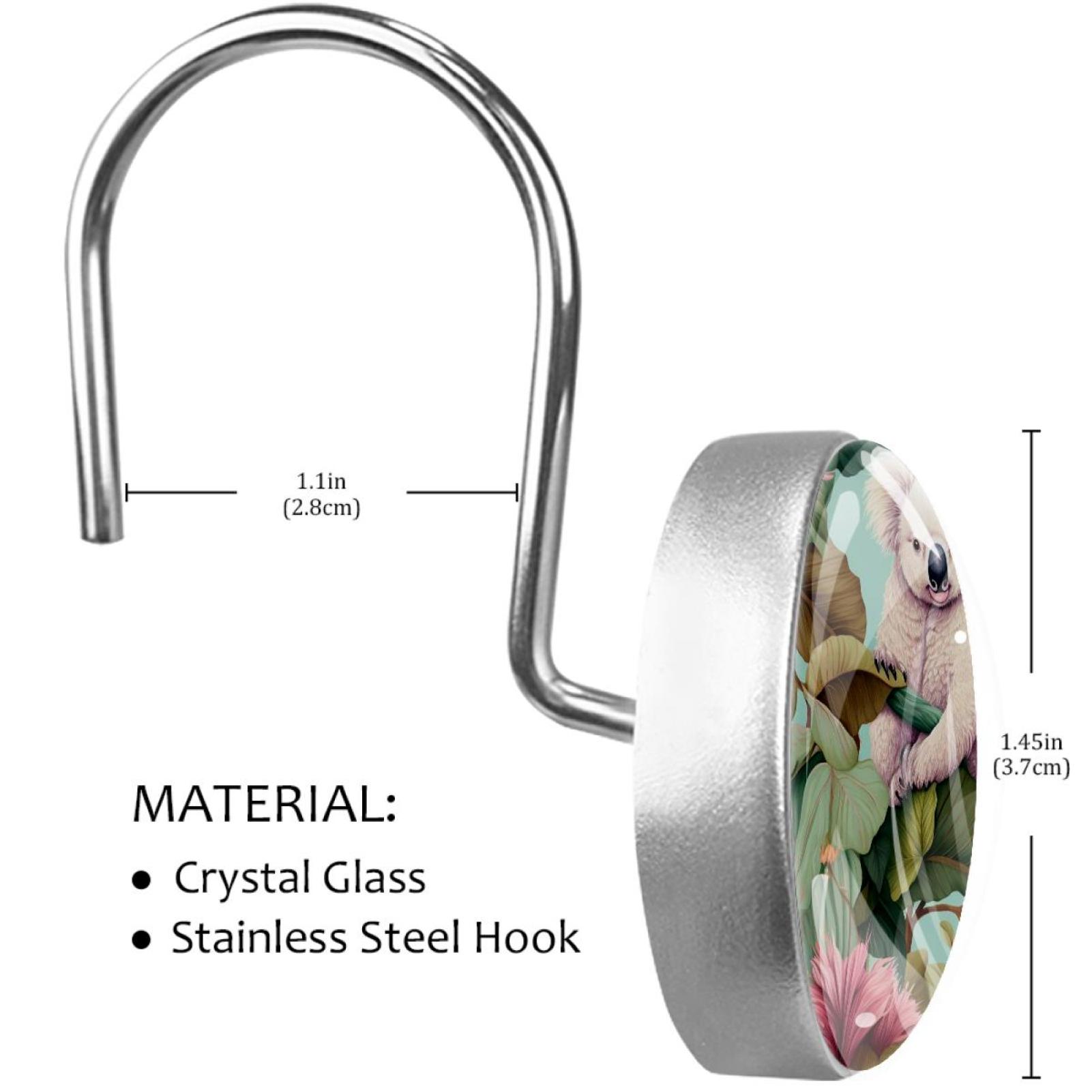 HemaKayy 12 Pcs Decorative Shower Curtain Hooks - Stainless Steel Rings for Bathroom Décor - Easy Glide & Secure Hold - Perfect Decoration for Bathroom Shower Rods - Koala Bear Animal