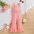 thumbnail image 2 of Gupgi Kid Girls Overalls 2 3 4 5 6 Years Toddler Sleeveless Halter Backless Solid Color Flare Leg Jumpsuits, 2 of 9