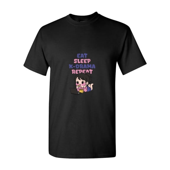 Funny Korean Drama Lover And Fan Quote Eat Sleep K Drama Repeat Unisex T-Shirt, up to size 5XL