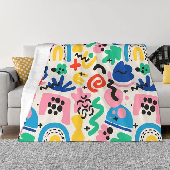 XMXT Throw Blanket, Vivid Multicolor Graffiti Machine Washable Blankets for Sofa, 60 x 50 inches