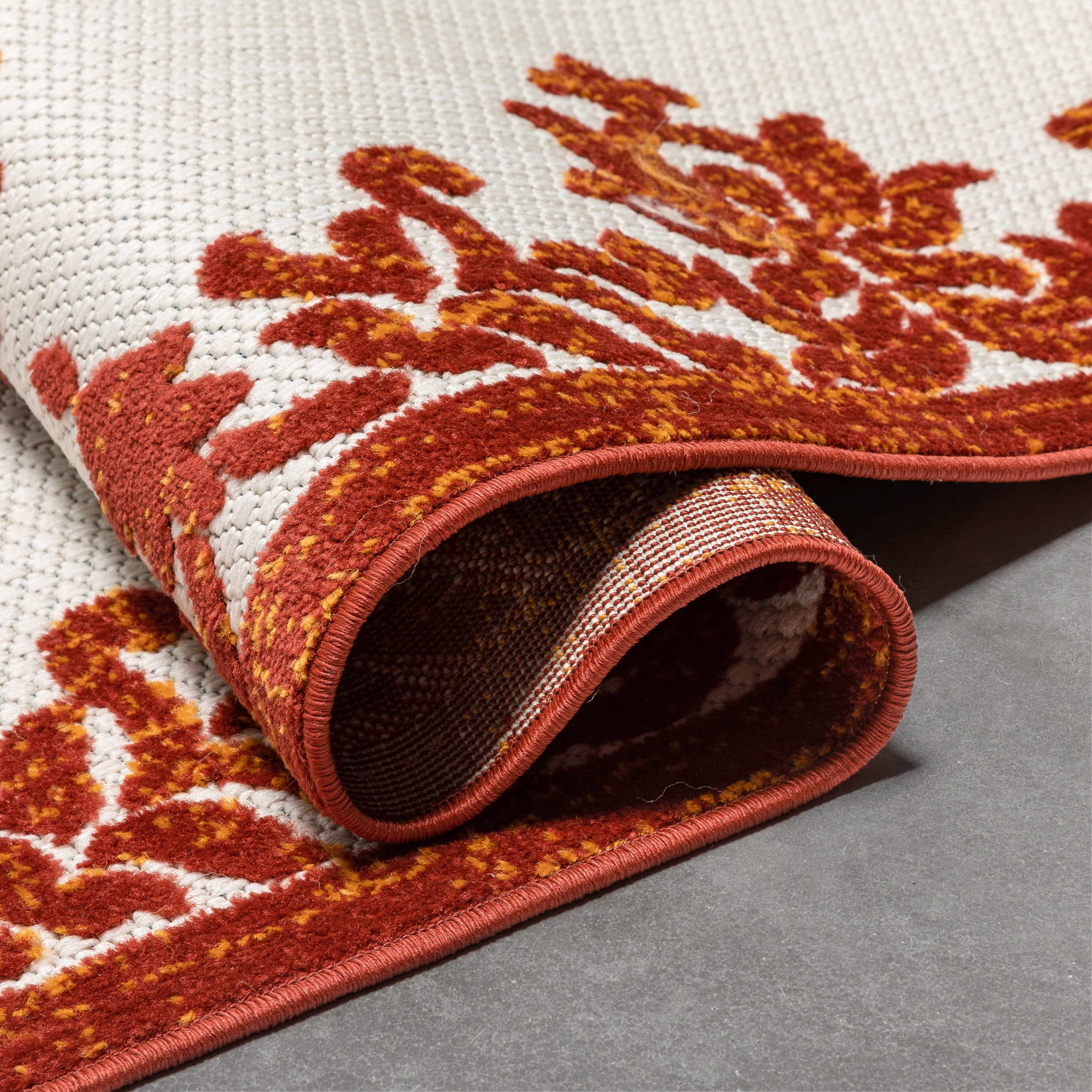 Well Woven Dorado Arid Modern Floral Terracotta Indoor/ Outdoor High-Low Pile 2'7" x 9'10" Runner Rug