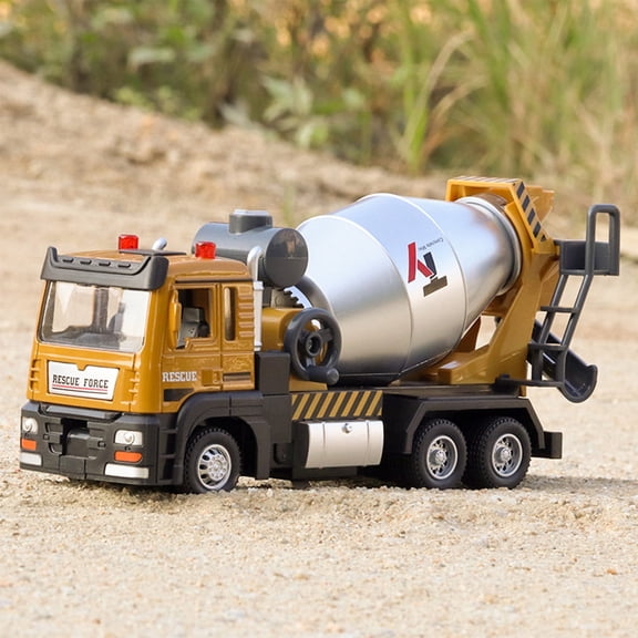 6A Alloy Pull Back Cement Mixer Truck Toy With Lights And Music 1:10 Scale Concrete Vehicle Model