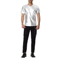 thumbnail image 2 of Lars Amadeus Men's Metallic Shiny Nightclub Short Sleeve Party Disco T-Shirt, 2 of 6