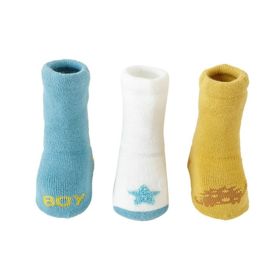 PINQI Baby Winter Socks Clearance Soft Thick Cotton Socks with Baby Ankle Slipper Shoes Anti-Slip Design for Toddlers Warm Mid-Calf Thermal Socks for Boys and Girls Ideal for Fall