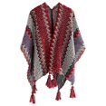 thumbnail image 2 of IDALL Shawl Wraps for Women Scarf for Women Women's Autumn And Winter New Thickened Knitted Tassel Retro Split Scarf Shawl Pashmina Wraps Ponchos for Women Wine One Size, 2 of 3