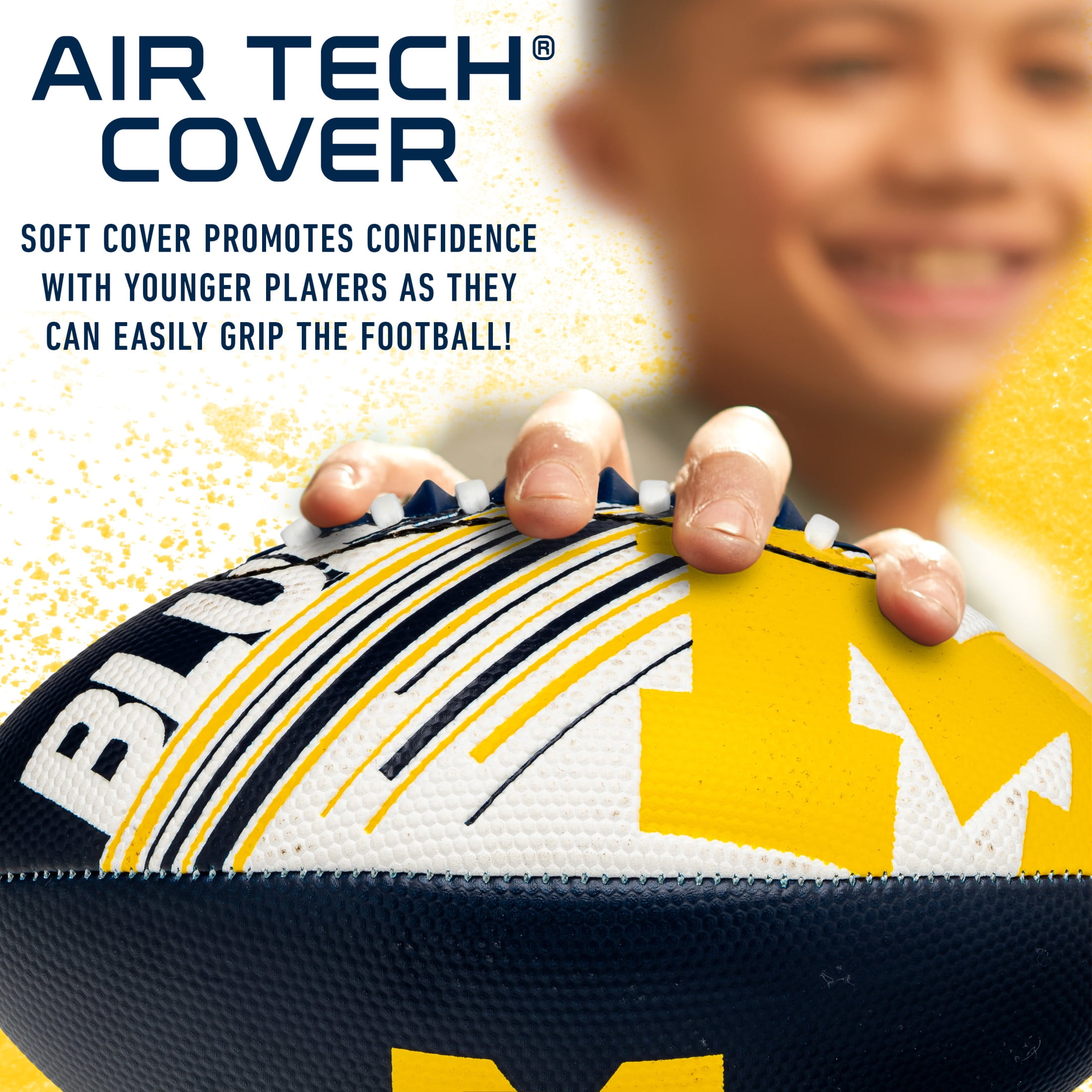 NCAA Michigan Wolverines Football - Youth Mini Football - 8.5" Football- SPACELACE Easy Grip Texture- Perfect for Kids !