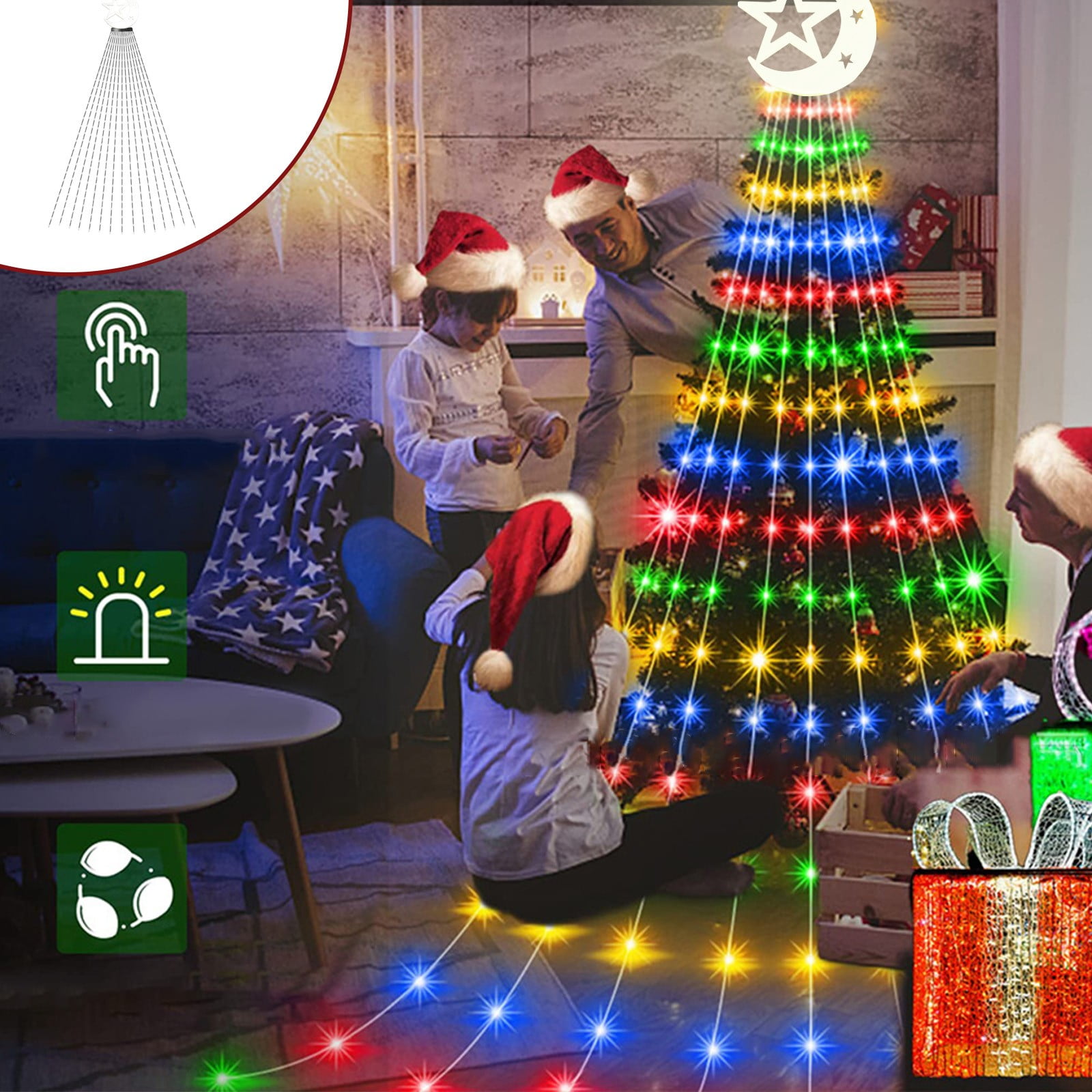 Viflosae Solar Christmas Lights Outdoor Chrismas Solar Outdoor String Lights,patio Rainproof Decorative Christmas Tree,waterfall Christmas Lights, Outdoor Hanging Patio Porch