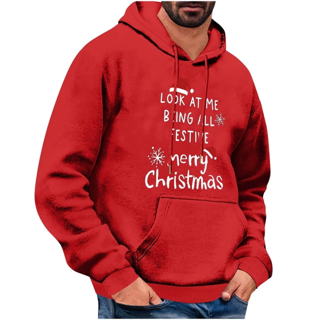 COM1950s Sweat à Capuche Homme, Sweat à Capuche Homme, Haut Imprimé de Noël pour Homme, Chandails en Molleton de Noël pour Homme, Chandail en Molleton de Noël pour Homme
