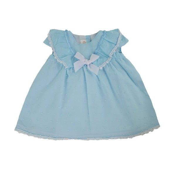 Newborn Baby-Toddler Dress- Fluttered Sleeves- Blue Girl's Dress- Bloomer Set-Children's Clothing Store