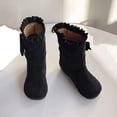 thumbnail image 4 of Girls Bow Pearl Mid Calf Boots Kids Fleece Lined Flat Winter Boots for Party and Dress Outfits, 4 of 6