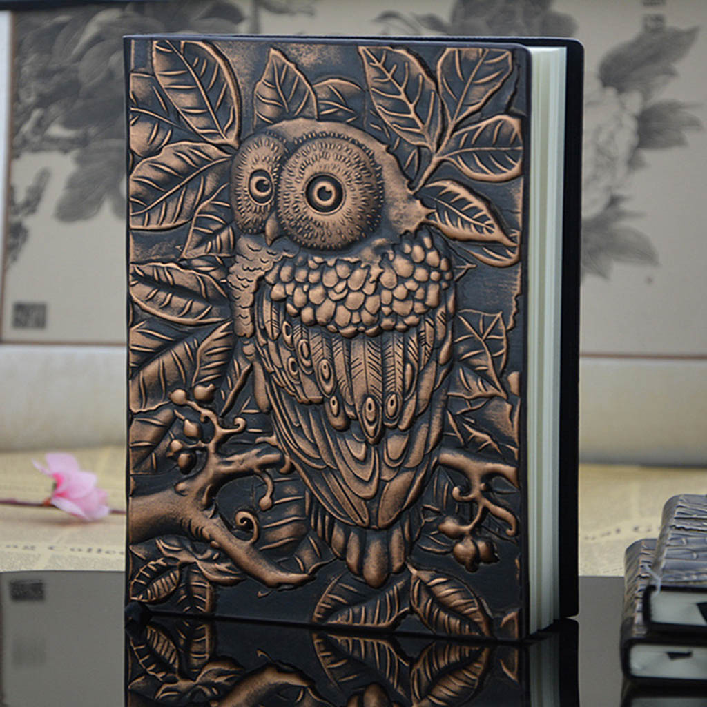 Necvior 3D Carving Owl Embossed Notebook Journal Notepad Travel Diary Planner Sketchbook
