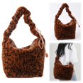 thumbnail image 2 of Bolso Hombro Mujer Felpa Correa Con Cordón Leopardo Asa Superior, 2 of 9