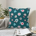 thumbnail image 2 of Velvet Decorative Throw Pillow Covers Set of 2, Soft Square Cushion Cover with Invisible Zipper Cute Spring Flowers Printing, 20"x20", 2 of 7