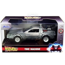 Jada 32185 DeLorean DMC Time Machine Silver Back to the Future Part I 1985 Movie Hollywood Rides Series 1 by 32 Diecast Model Car