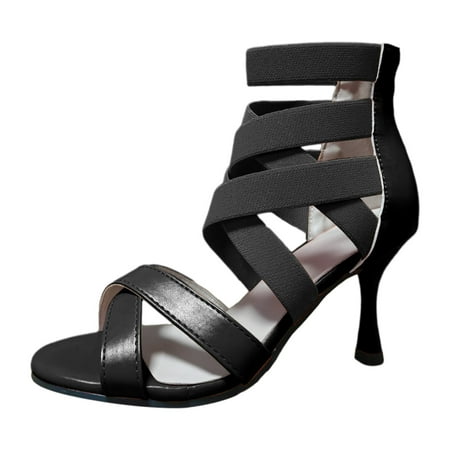 

PEASKJP Sandals Women Fashion Women s Lace-up Flat Sandals Strappy Open Toe Slingback CrissCross Casual Summer Slides (Black 8.5)