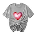thumbnail image 3 of Jsaierl Women's Valentines Day Shirts Sweet Love Heart Graphic Tees Work Short Sleeve Blouse Crewneck Dressy Casual T-shirt Tops Valentines Day Gifts, 3 of 6