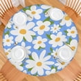 thumbnail image 2 of Blue Daisy Flower Green Leaves Pattern Round Fitted Tablecloth with Elastic Edge,Dining Table Cover Waterproof,Outdoor Round Tablecloth for Camping,Dining,Indoor and Outdoor, 2 of 7