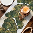 thumbnail image 3 of Table Runners 36 Inches Long, Ginkgo Leaves Cotton Linen Kitchen Dining Coffee Table Runner for Party Home Decor, Marble Modern Abstract Art Green Golden Tabletop Dresser Scarves Runner 13x36 Inch, 3 of 7