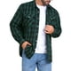thumbnail image 5 of Camisas de manga larga ajustadas de botones con bolsillo para hombres INSPIRE CHIC en colores contrastantes, negro y verde a cuadros, 5 of 7
