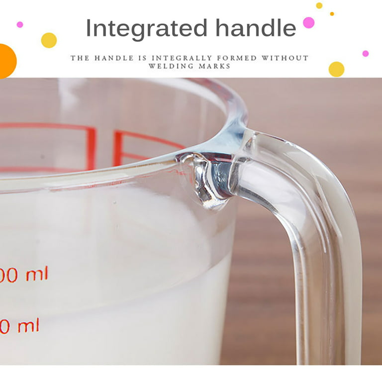 Tempered Glass Measuring Cup With Handle Grip For Liquid Ml And Oz  Measurements 