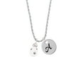 thumbnail image 2 of Delight Jewelry White Easter Egg with Clear Crystal Dots Silvertone Script Initial Disc - A - Charm Necklace, 20"+3", 2 of 4