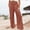 Brown women cotton linen wide leg pants a1, variant on Cagogo Women Cotton Linen Wide Leg Pants High Waisted Flowy Casual Long Palazzo Trousers for Beach Summer Lounge with Pockets Fashion Beachwear Clothes, Black XL