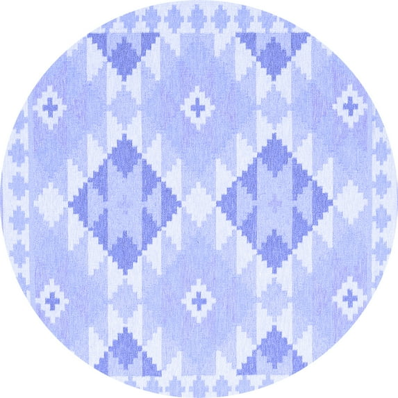 Ahgly Company Machine Washable Indoor Round Southwestern Blue Country Area Rugs, 3' Round