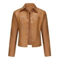 thumbnail image 1 of Yuyuzo Womens Cropped Leather Jackets Casual Motorcycle Jacket Button down Coat Outerwear, 1 of 7