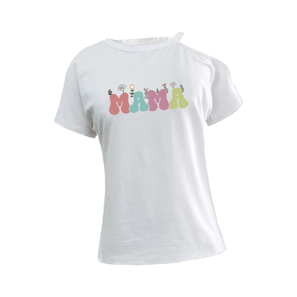 Camiseta con hombros descubiertos para mujer, Tops tipo túnica de verano, ropa suave y transpirable a la moda, camisetas de manga corta con estampado L