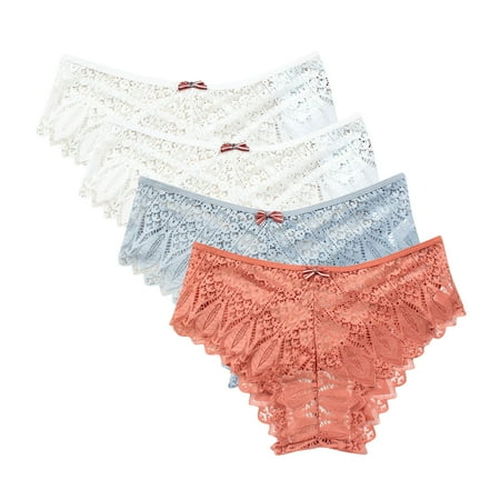 uublik Value 4-Pack  Womens Underwear Thong No Show Thong Lace Panties Breathable Comfortable Underwear Womens