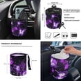 thumbnail image 5 of Jeiento Butterfly 12 PCS Car Accessories Front Car Seat Covers Set Steering Wheel Seat Belt Covers Armrest Pad Trash Bin Sunglass Pocket Purple Rear View Mirror Cover Cup Coasters Keychain for Van, 5 of 7