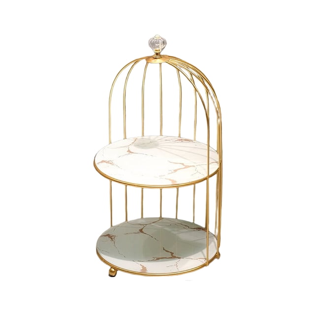 Soporte de artículos de tocador para cosméticos, organizador de suministros, estante de almacenamiento, estantes de hierro, soporte de mesa, Almacenamiento y organización del hogar Blanco Doble Capa Inteprter HA080147-01B