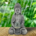 thumbnail image 6 of Solar-Powered Buddha Statue, Resin Buddha Sculpture with LED Light for Home Decoration, Sitting Meditating Buddha Serene Resin Figurine for Garden, Yard, Lawn, Living Room, and Entryway, Grey, 6 of 6
