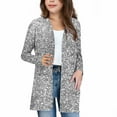 thumbnail image 2 of ATOGUTA Girls Cardigans Kids Long Cardigan Open Front Outerwear with Pockets Size 5T-14, Silver, 2 of 6