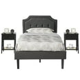 thumbnail image 2 of VECELO 3-Piece Bedroom Sets Upholstered Platform Bed Frame and 2 Nightstand, 2 of 7