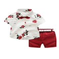 thumbnail image 2 of Bébé Garçons Messieurs Tenue Manches Courtes Chemise à Fleurs Rouge Short 2PCS, 2 of 5