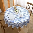 thumbnail image 3 of Round Tablecloth 60 Inch, Blue Stripe Floral Table Cloth Round Cover, Waterproof Round Table Cloth Wrinkle Free for Patio, Coffee Table, Party Decor, 3 of 6