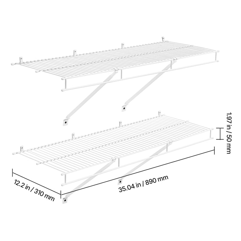 KFFKFF Wire Shelf Kit, 3 Ft Set of 2 Metal Shelves photo 8