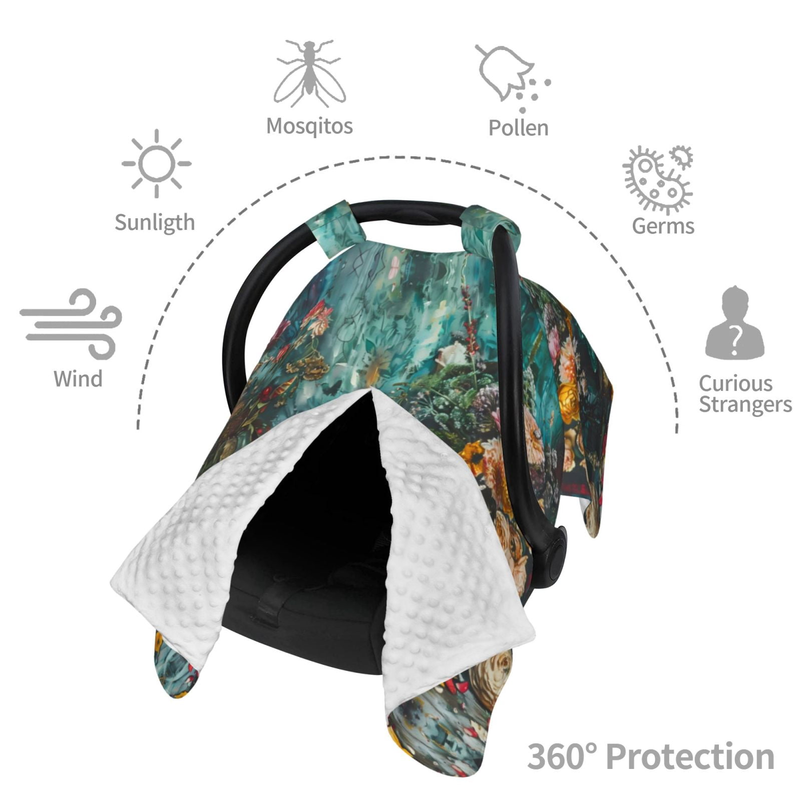 Car Seat Cover Baby - Baroque Floral Still Life Breathable Infant Car Seat Cover for Baby Carseat, Lightweight Comfort Baby Essentials Must Haves Newborn Stuff for Girl Boy