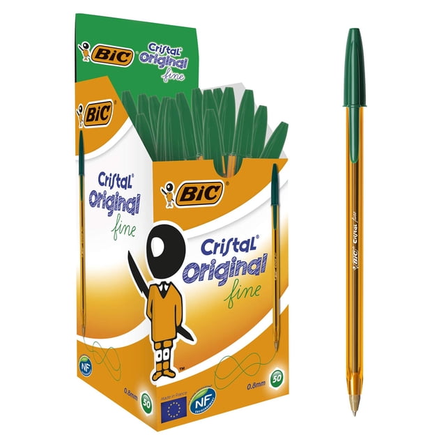 Bolígrafo BIC Cristal Fine 0,8 mm verde caja de 50
