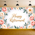 thumbnail image 5 of Floral Design Happy Retirement Banner Decoration Rose Pattern Party Backdrop for Retirement Celebration Indoor Event Decoration, 5 of 8