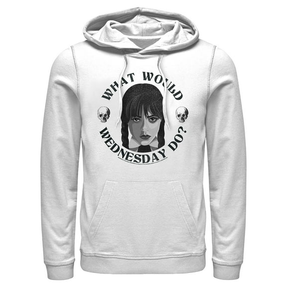 Men's Wednesday What Would Wednesday Do? Pull Over Hoodie White 2X Large